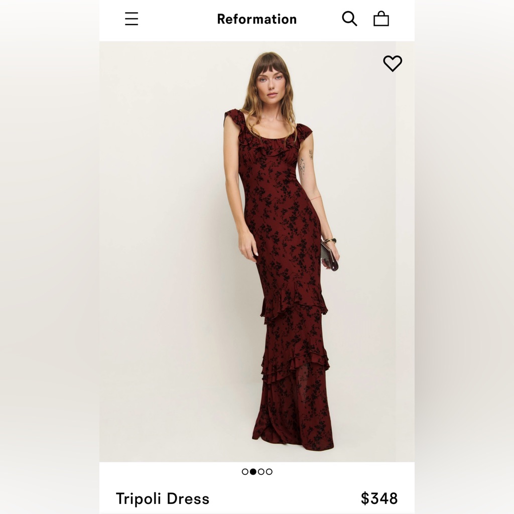 Reformation Tripoli Dress In Burgundy With Black Floral